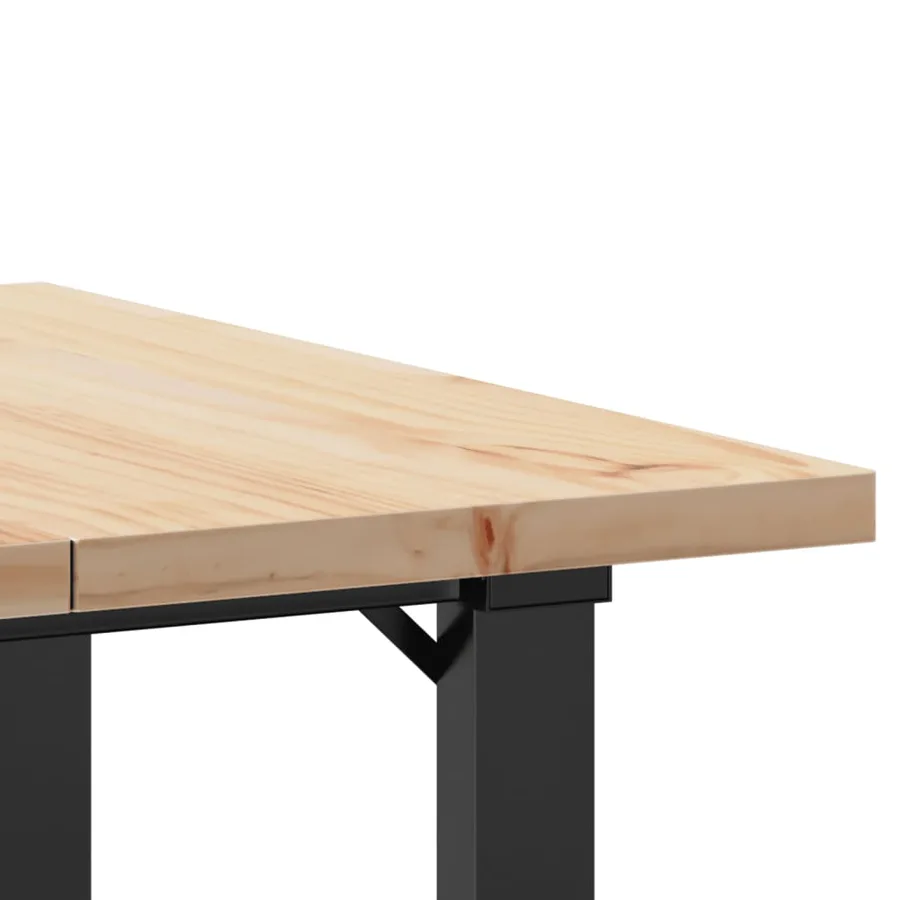 Table à manger cadre en O 60x60x75,5cm bois de pin massif acier - 7