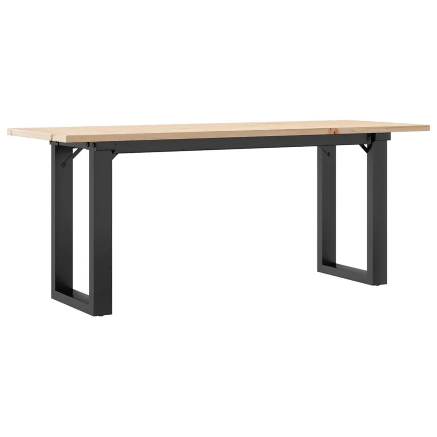 Table basse cadre en O 110x40x45 cm bois de pin massif et acier - 2