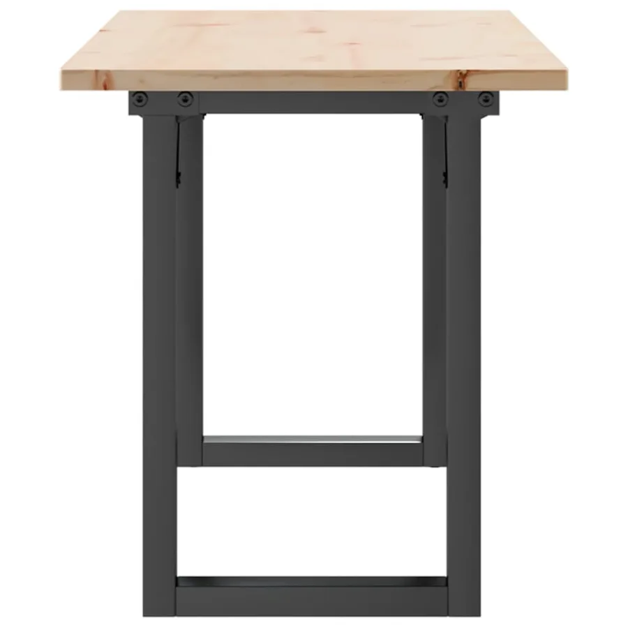 Table basse cadre en O 110x40x45 cm bois de pin massif et acier - 5