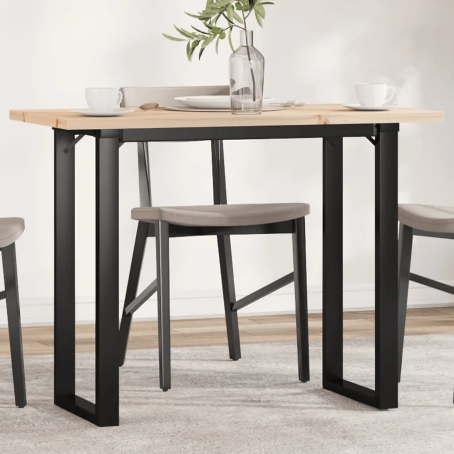 Table à manger cadre en O 100x50x75,5 cm bois pin massif acier