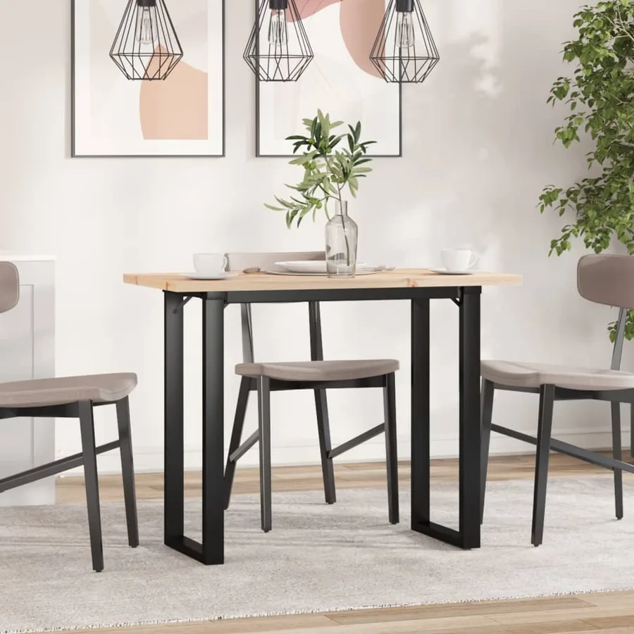 Table à manger cadre en O 100x50x75,5 cm bois pin massif acier - 3