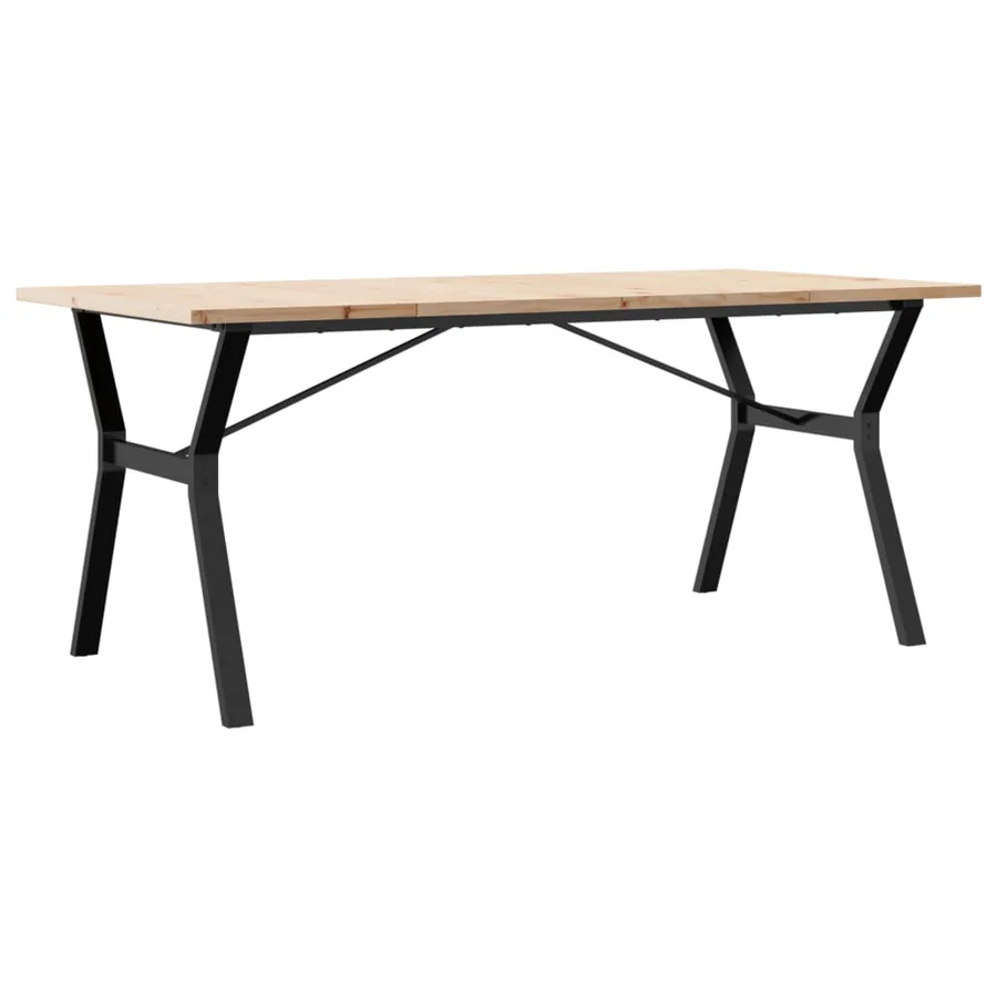 Table à manger cadre en Y 180x90x75,5 cm bois pin massif acier - 2