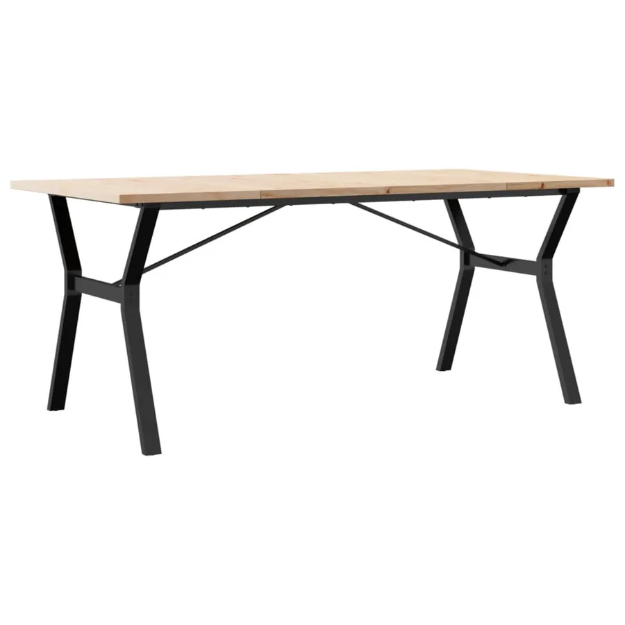 Table à manger cadre en Y 180x90x75,5 cm bois pin massif acier - 6