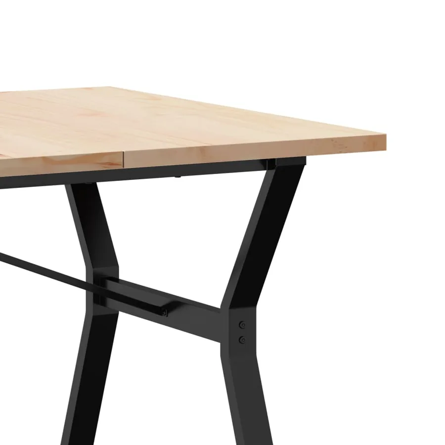 Table à manger cadre en Y 180x90x75,5 cm bois pin massif acier - 7