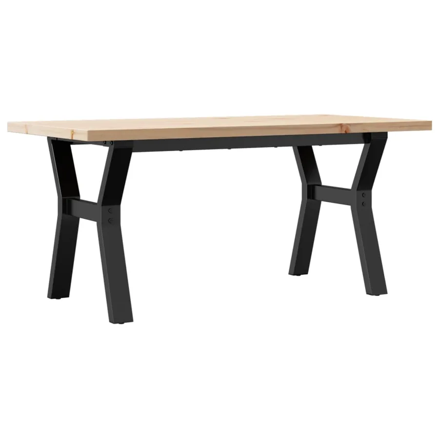 Table basse cadre en Y 100x50x45,5 cm bois de pin massif acier - 2
