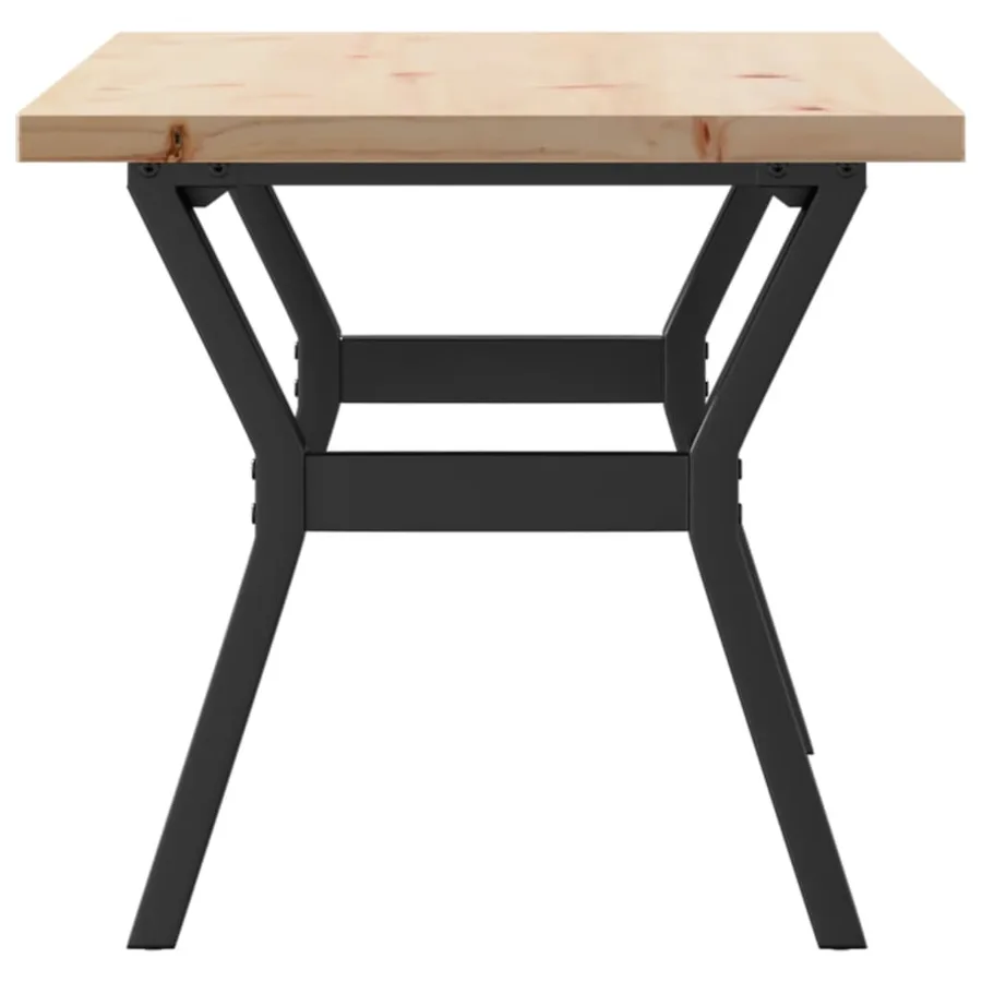 Table basse cadre en Y 100x50x45,5 cm bois de pin massif acier - 5