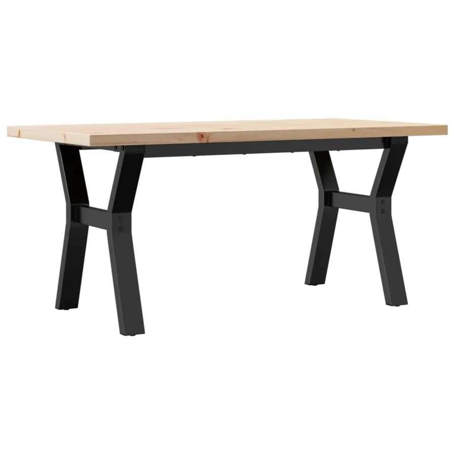 Table basse cadre en Y 100x50x45,5 cm bois de pin massif acier - 6