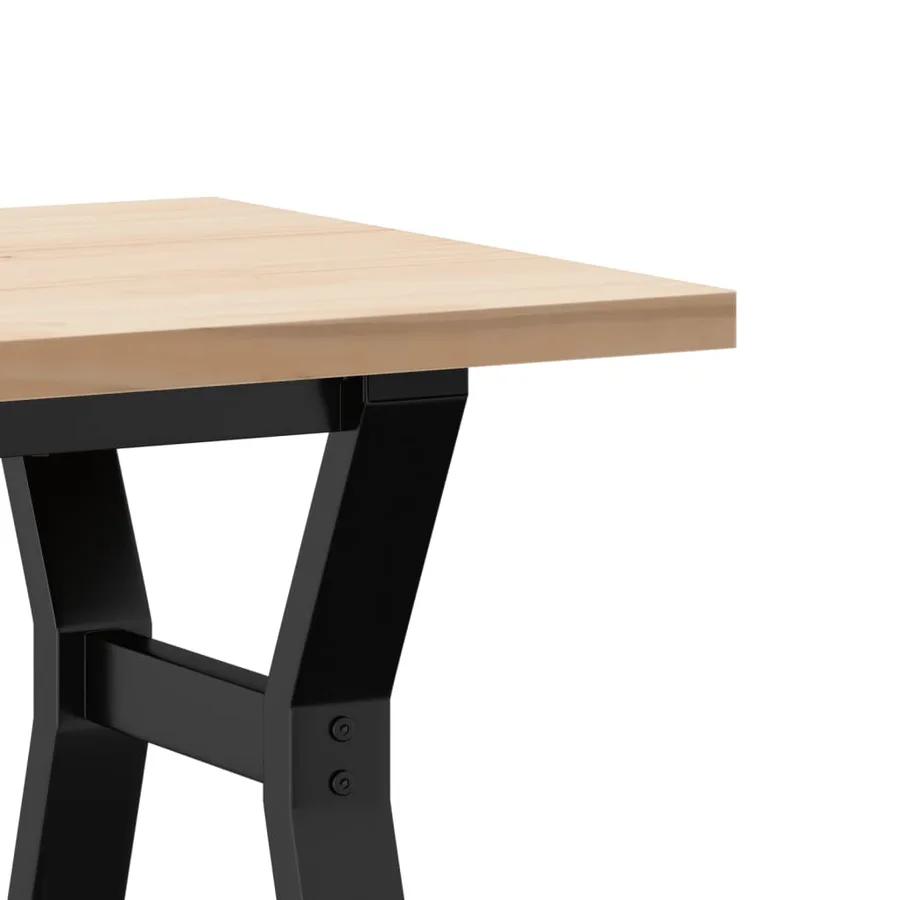 Table basse cadre en Y 100x50x45,5 cm bois de pin massif acier - 7