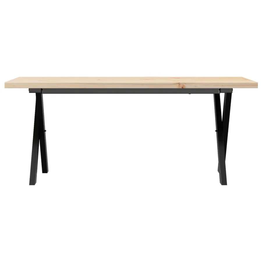 Table basse cadre en X 110x40x45,5 cm bois de pin massif acier - 4