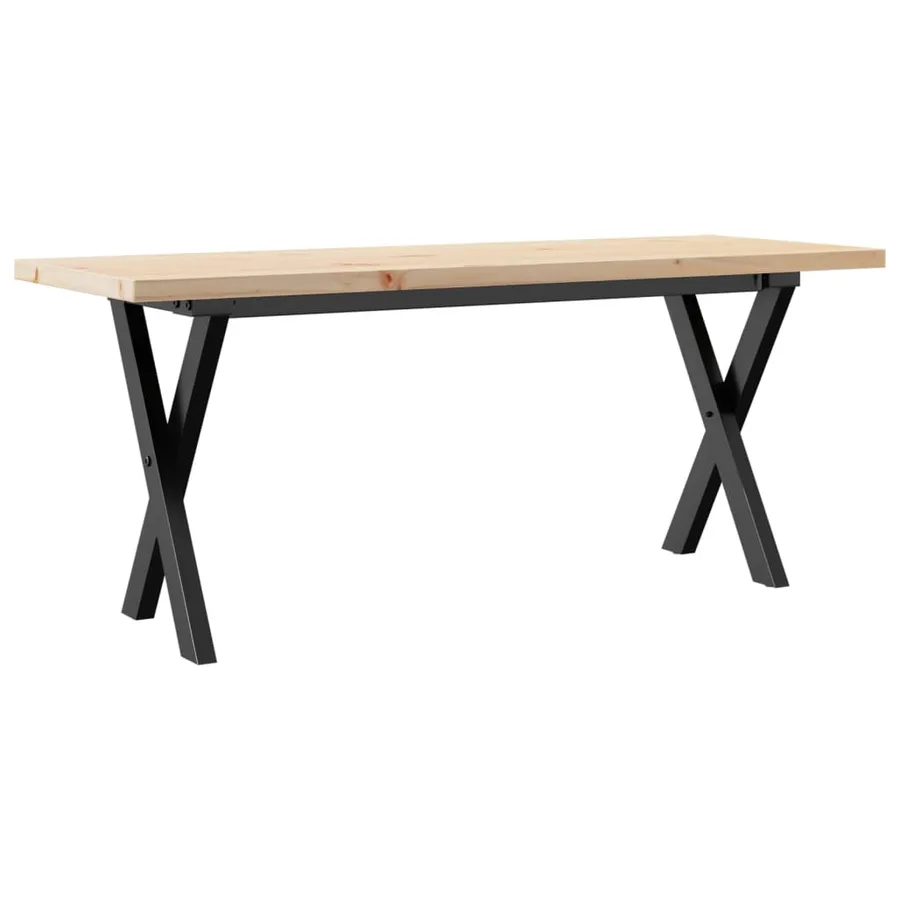 Table basse cadre en X 110x40x45,5 cm bois de pin massif acier - 6