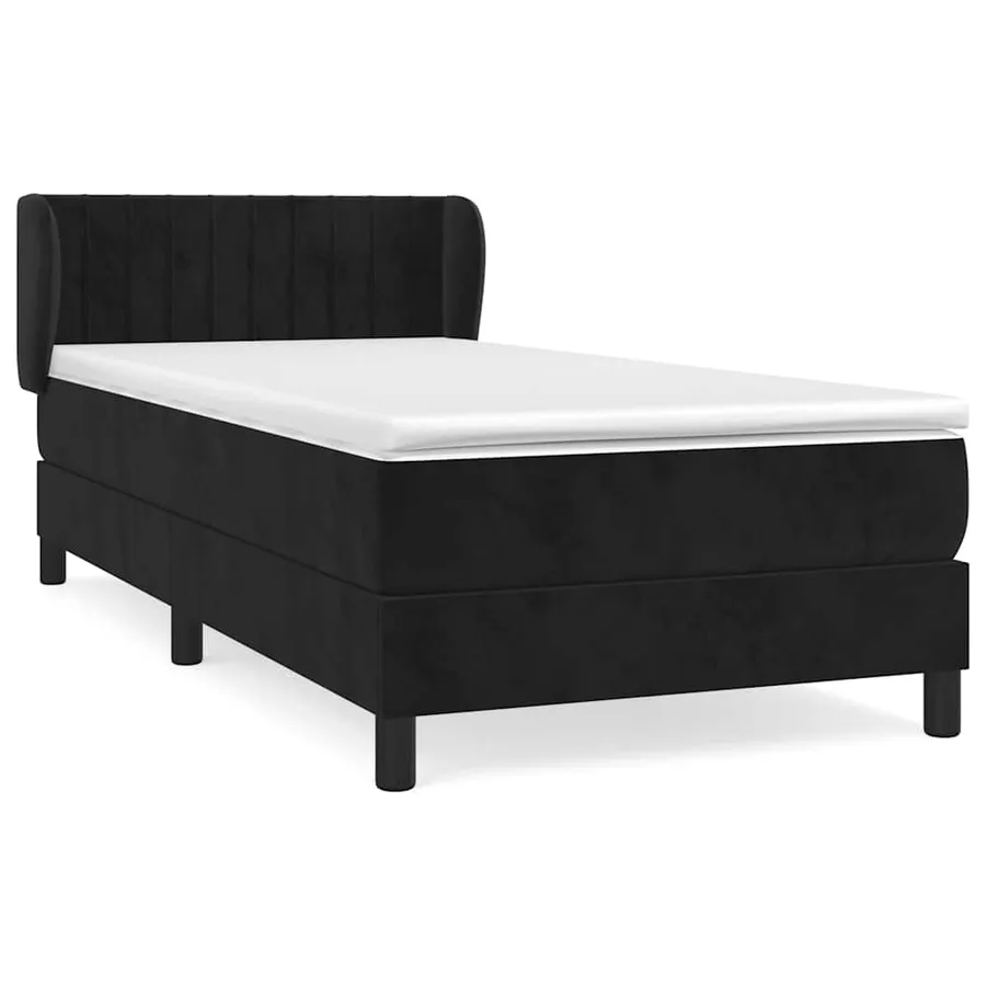 Sommier à lattes de lit avec matelas Noir 100x200 cm Velours - 2