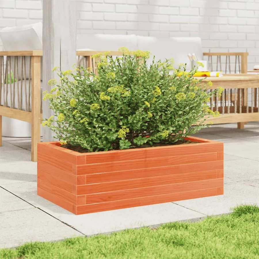 Jardinière cire marron 70x40x23 cm bois de pin massif - 3