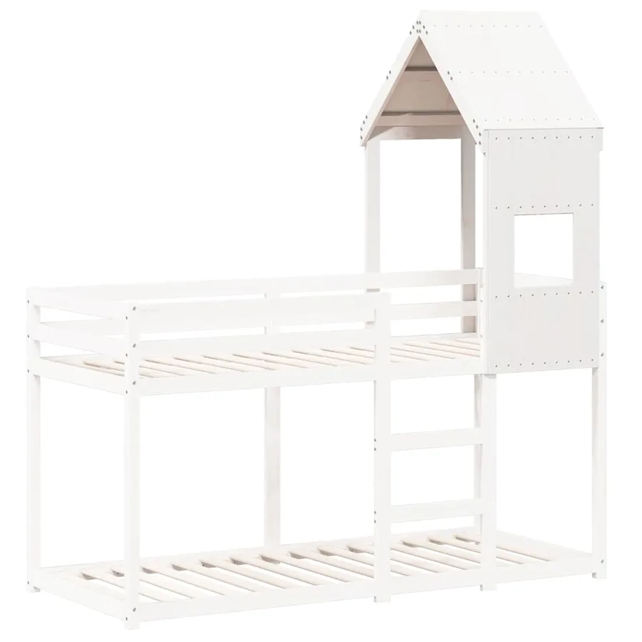 Toit de lit pour enfants blanc 55x99x139,5cm bois de pin massif - 3