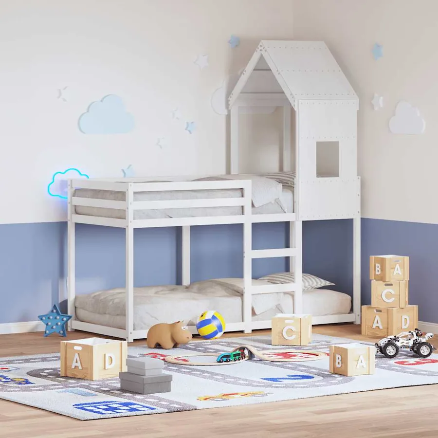 Toit de lit pour enfants blanc 60x89x134,5cm bois de pin massif