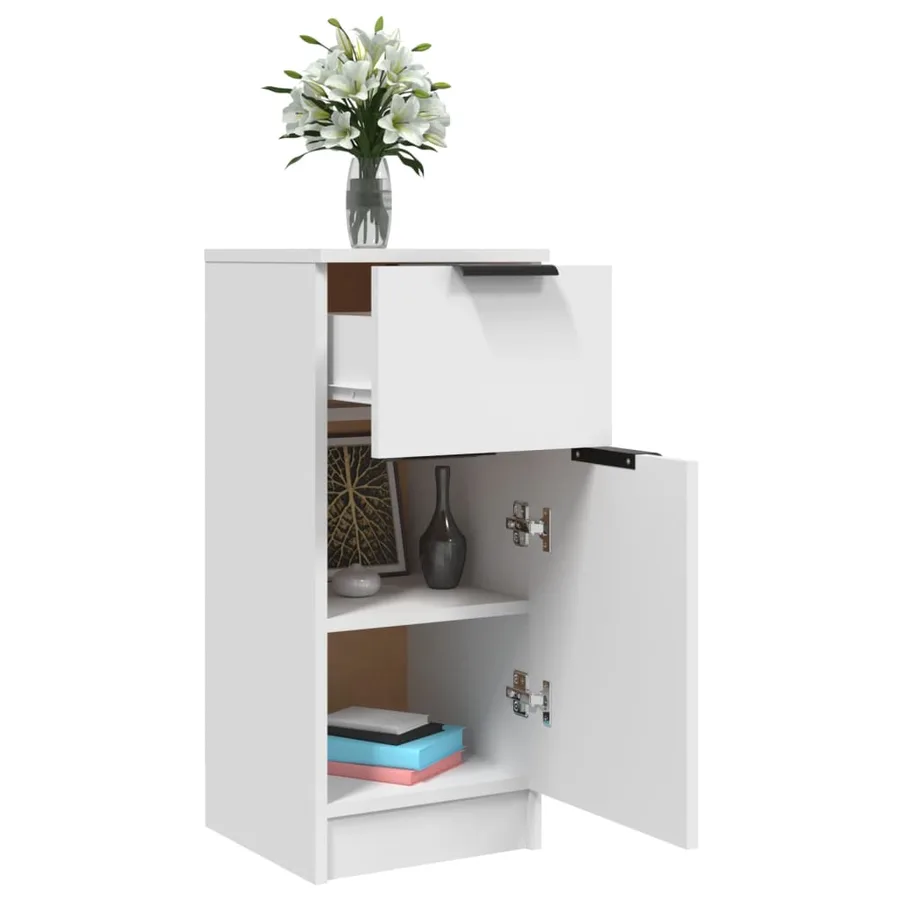 Buffets 2 pcs blanc 30x30x70 cm bois d'ingénierie - 9