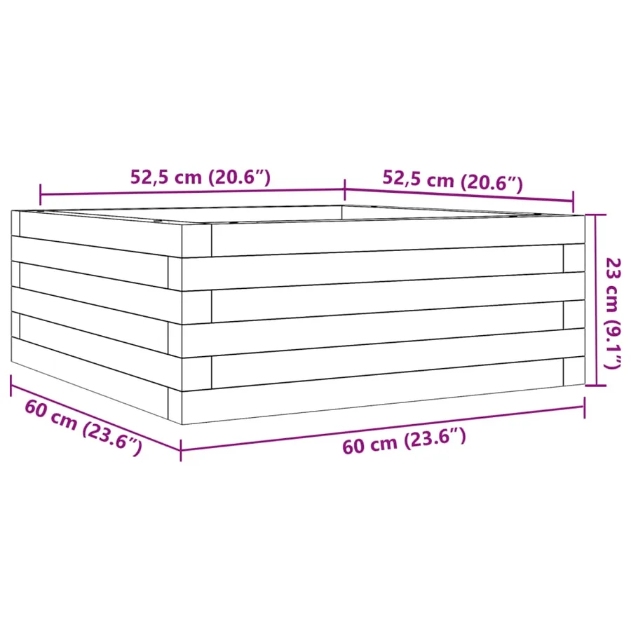 Jardinière 60x60x23 cm bois massif douglas - 10
