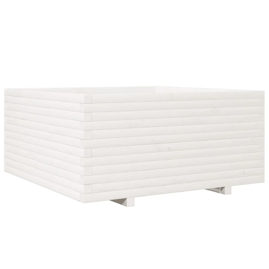 Jardinière blanc 100x100x49,5 cm bois de pin massif - 7