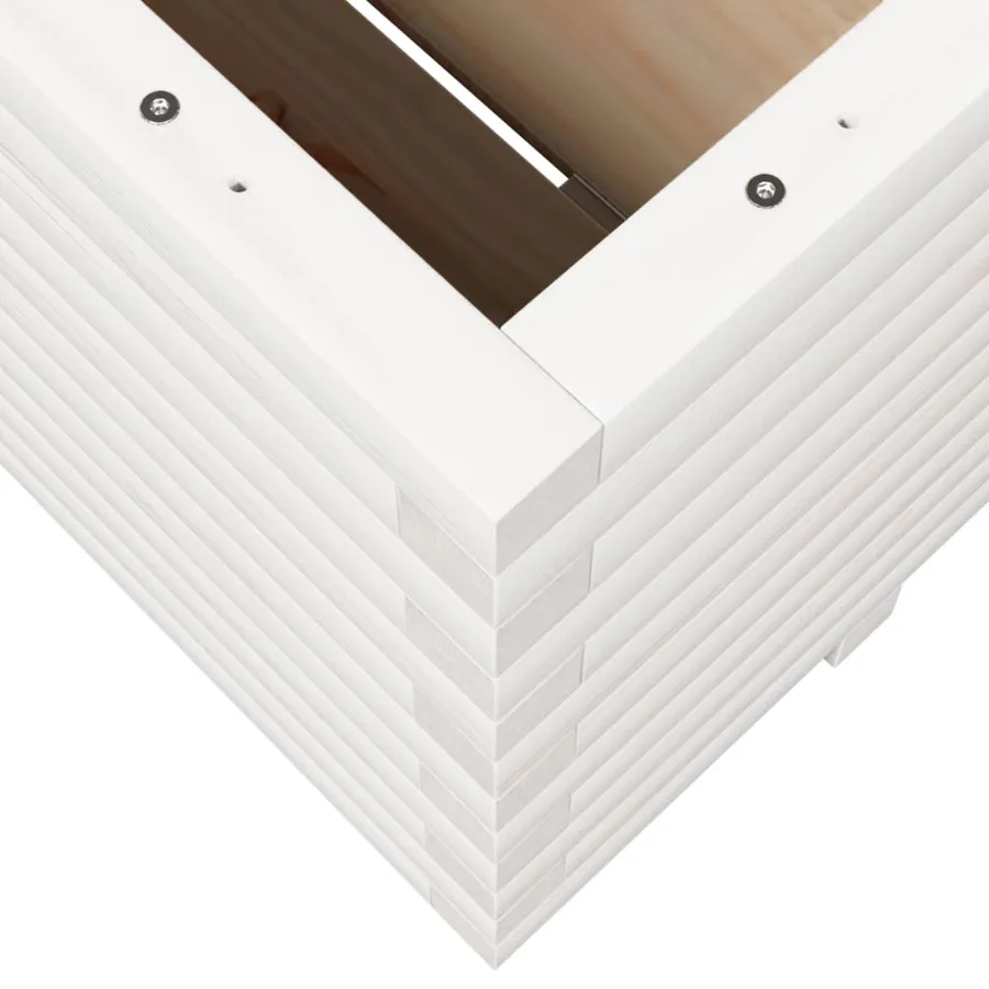Jardinière blanc 100x100x49,5 cm bois de pin massif - 8
