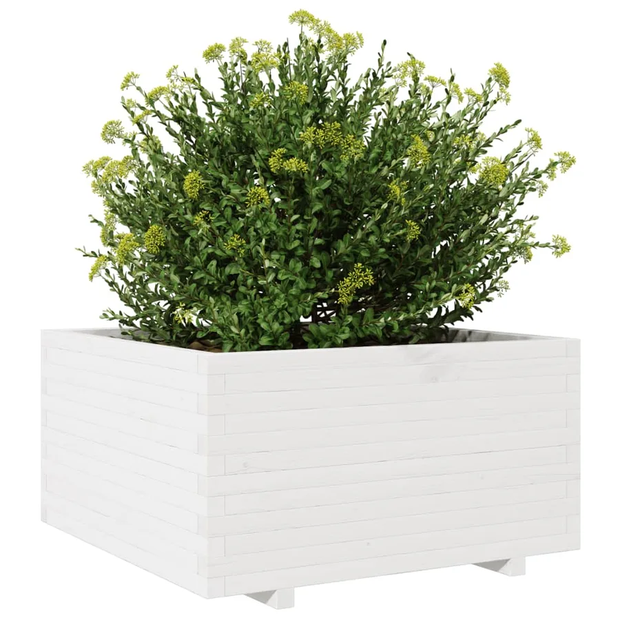 Jardinière blanc 90x90x49,5 cm bois de pin massif - 4