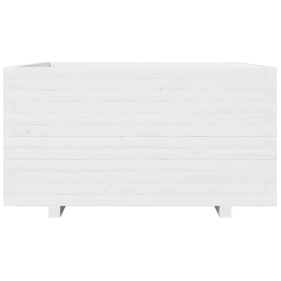 Jardinière blanc 90x90x49,5 cm bois de pin massif - 5