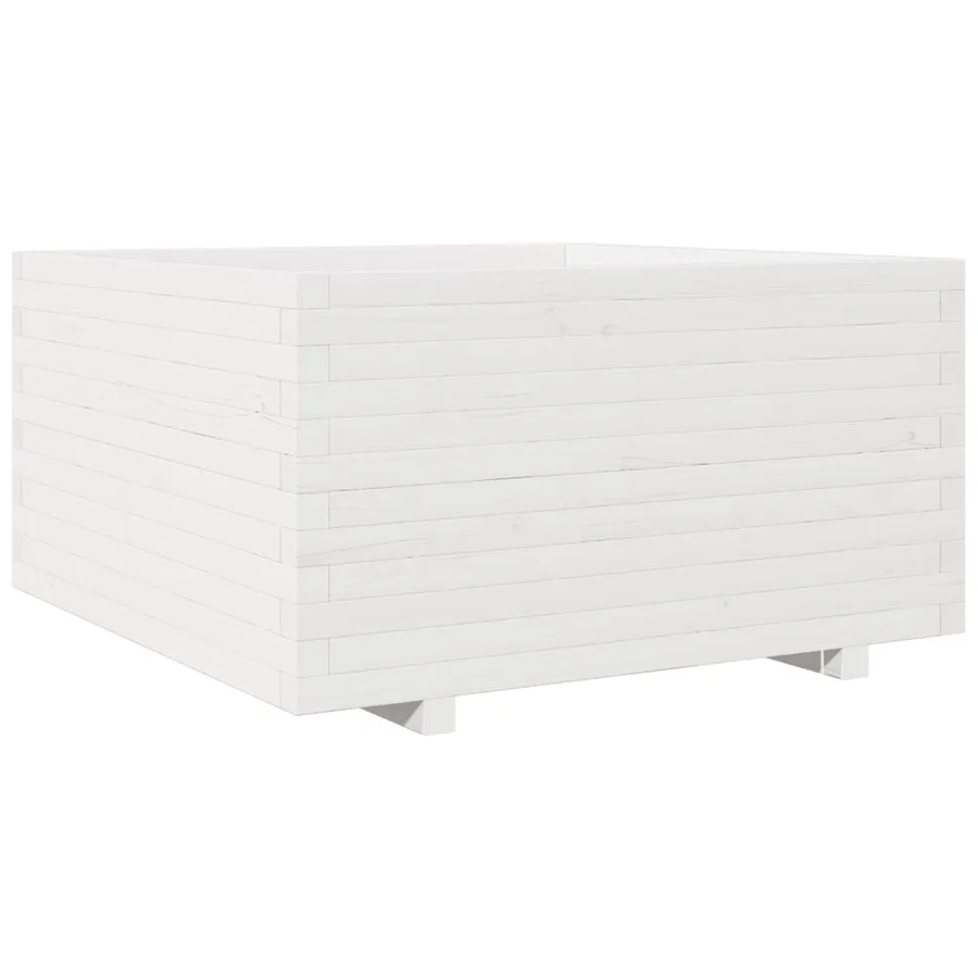 Jardinière blanc 90x90x49,5 cm bois de pin massif - 7