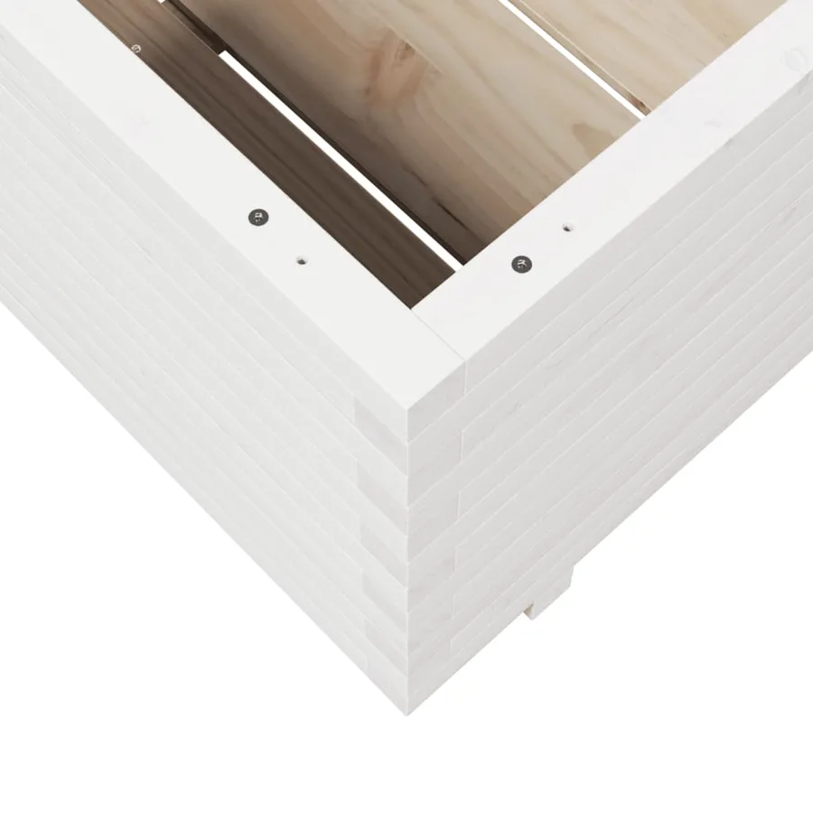 Jardinière blanc 90x90x49,5 cm bois de pin massif - 8