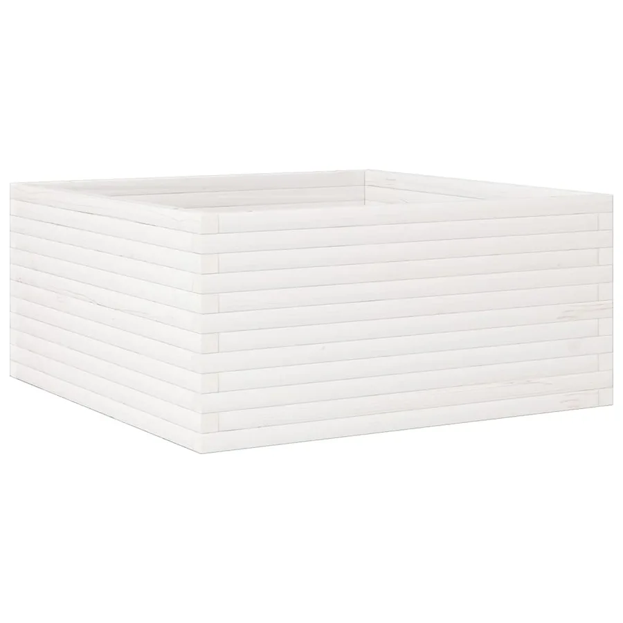 Jardinière blanc 100x100x46 cm bois de pin massif - 2