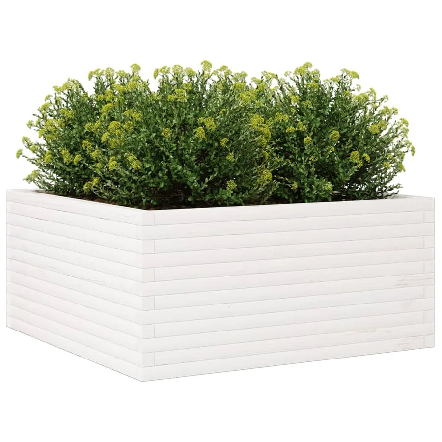 Jardinière blanc 100x100x46 cm bois de pin massif - 4