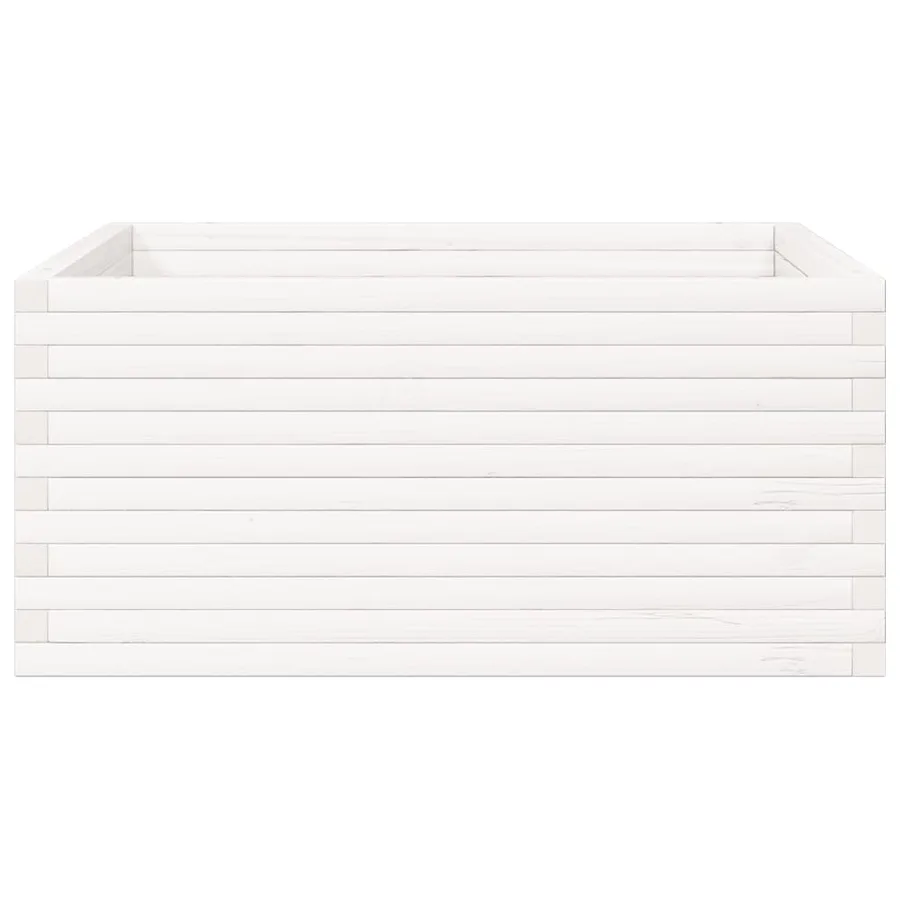 Jardinière blanc 100x100x46 cm bois de pin massif - 5