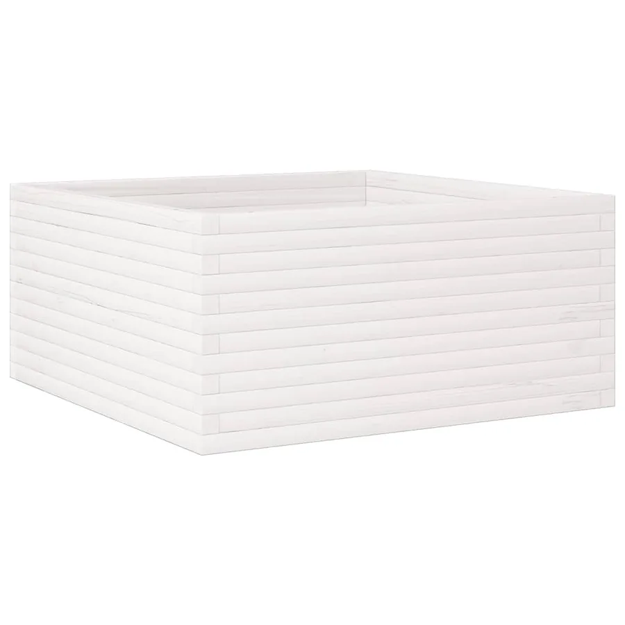 Jardinière blanc 100x100x46 cm bois de pin massif - 7