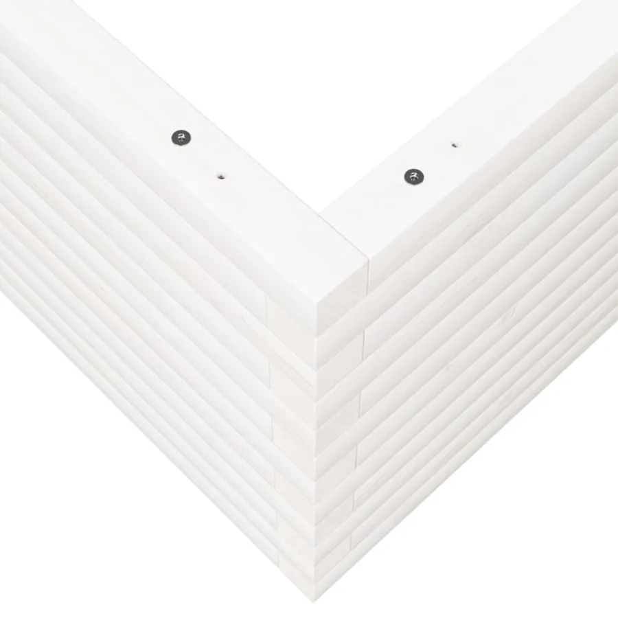 Jardinière blanc 100x100x46 cm bois de pin massif - 8