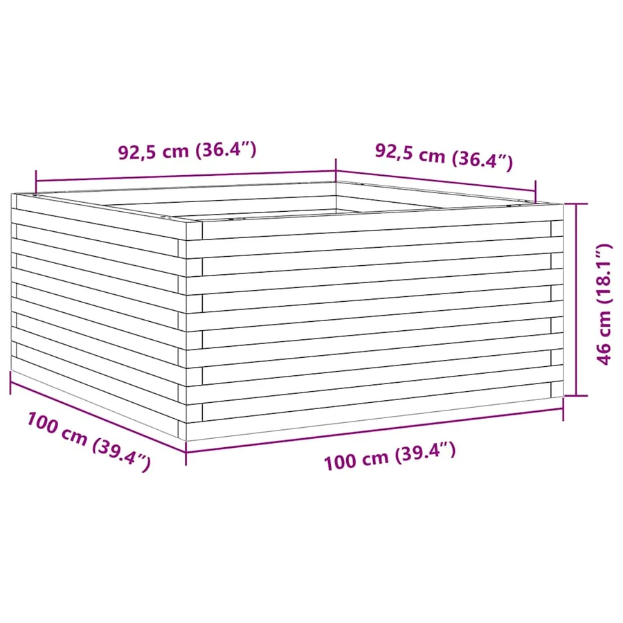 Jardinière 100x100x46 cm bois massif de douglas - 10