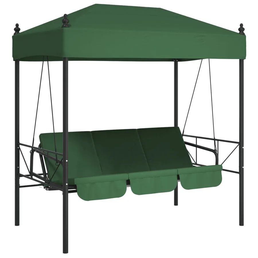 Balancelle de jardin avec auvent vert acier - 2