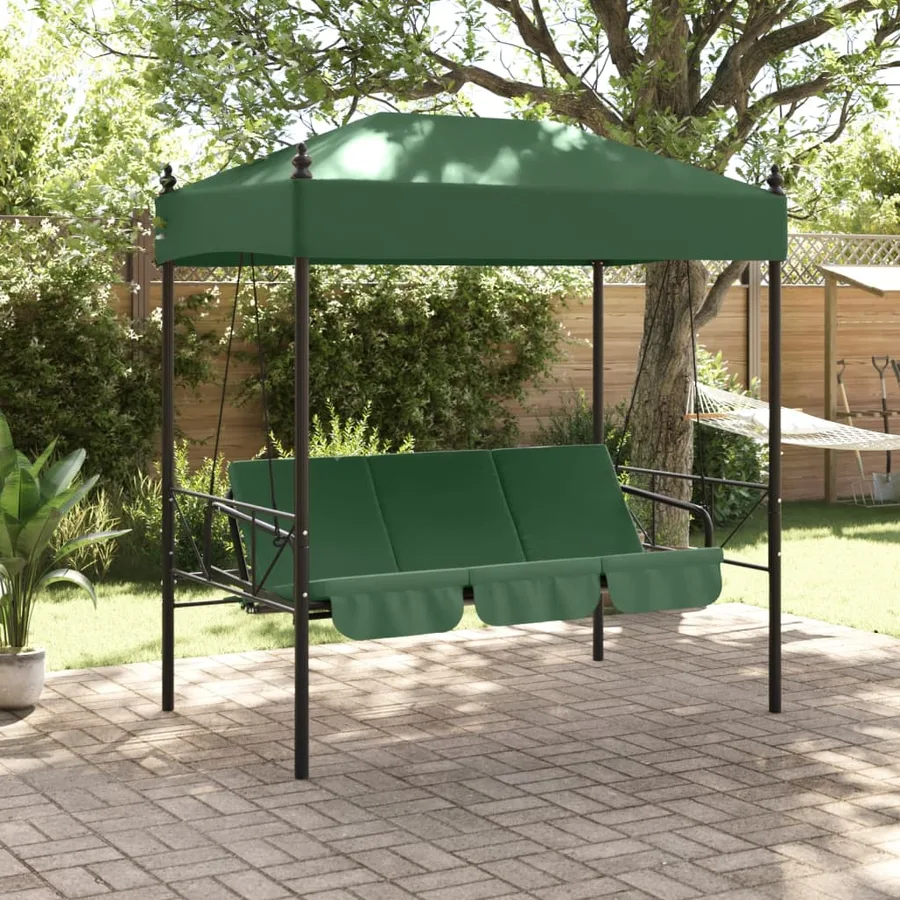 Balancelle de jardin avec auvent vert acier - 3