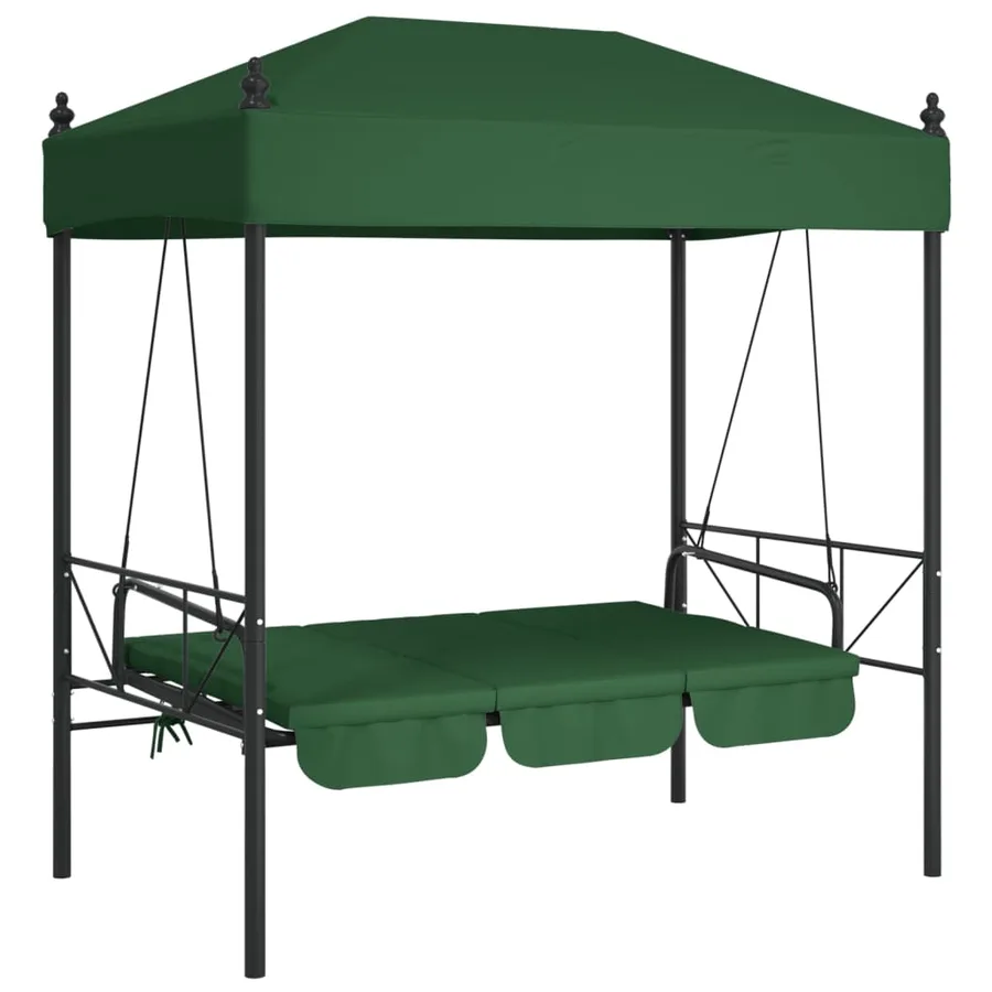 Balancelle de jardin avec auvent vert acier - 4
