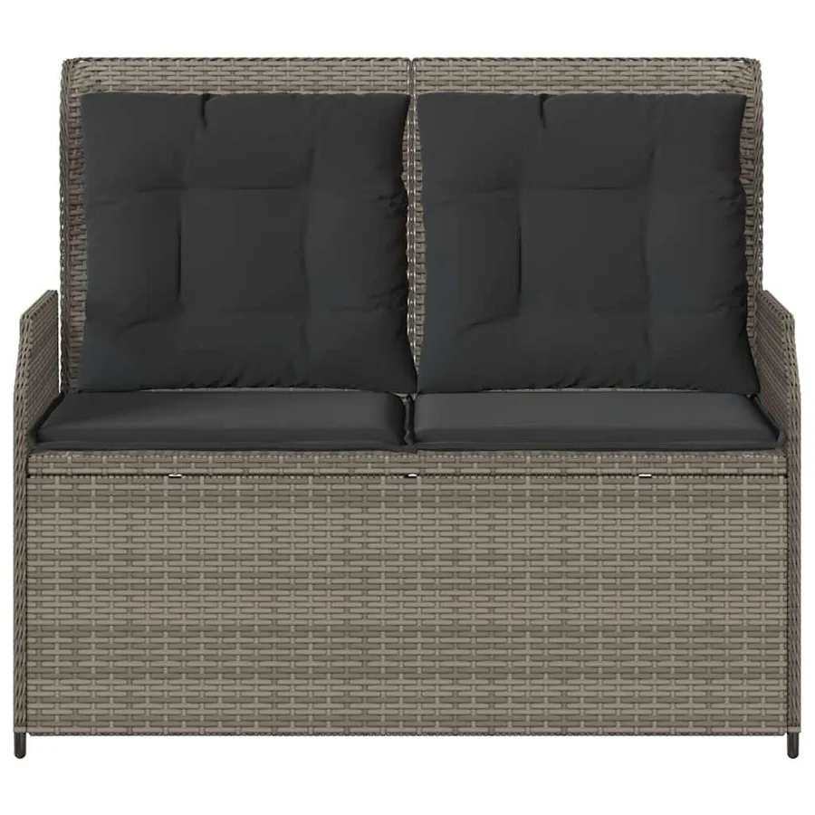 Banc inclinable de jardin avec coussins gris résine tressée - 4
