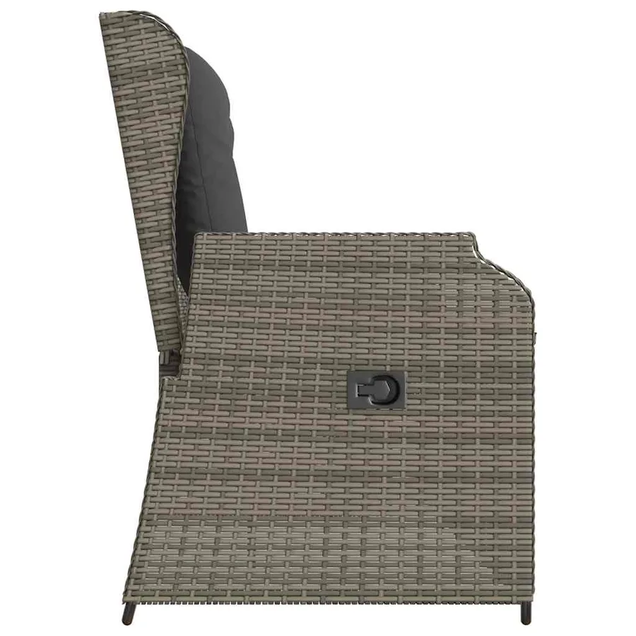 Banc inclinable de jardin avec coussins gris résine tressée - 5