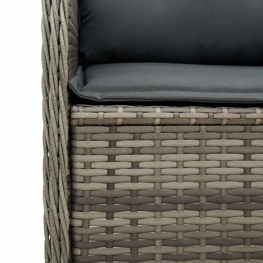 Banc inclinable de jardin avec coussins gris résine tressée - 8