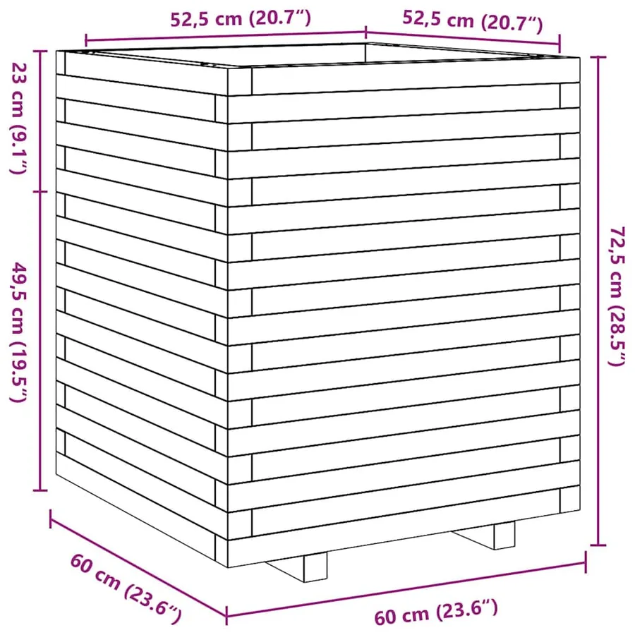 Jardinière blanc 60x60x72,5 cm bois de pin massif - 10