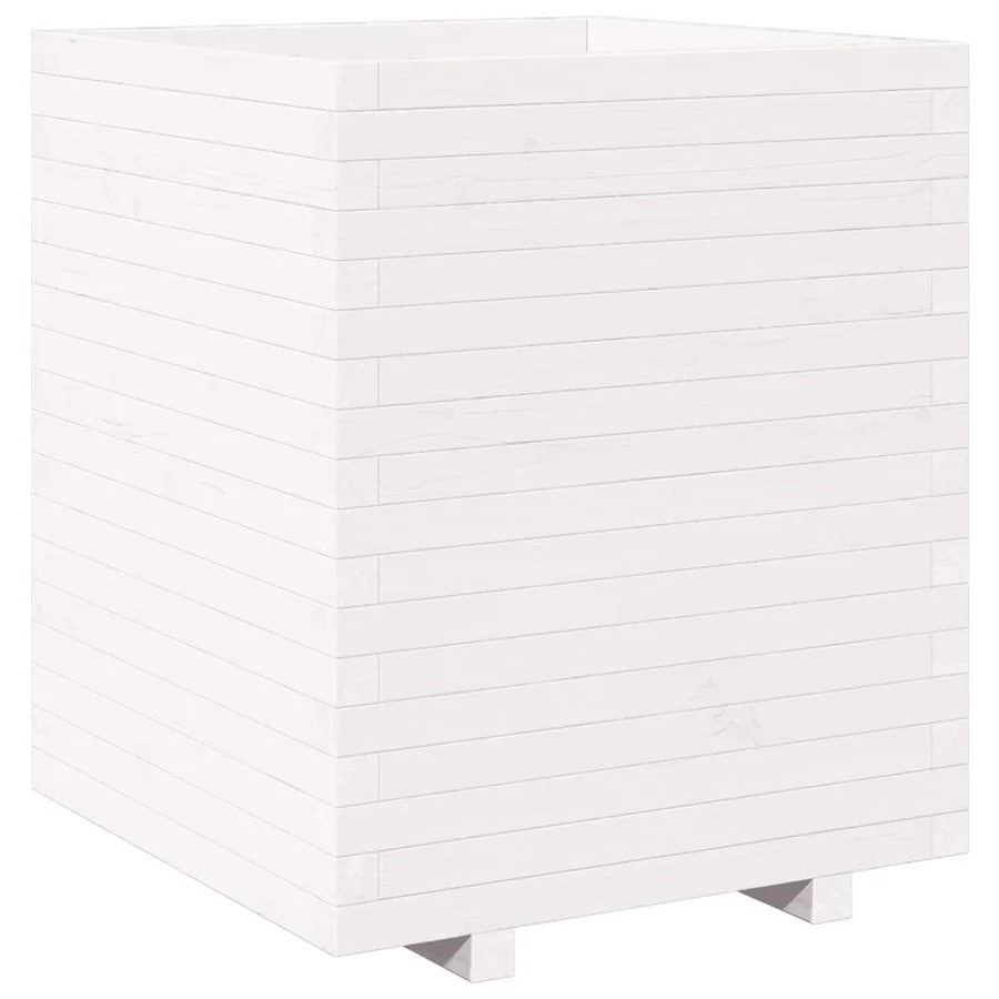 Jardinière blanc 60x60x72,5 cm bois de pin massif - 7