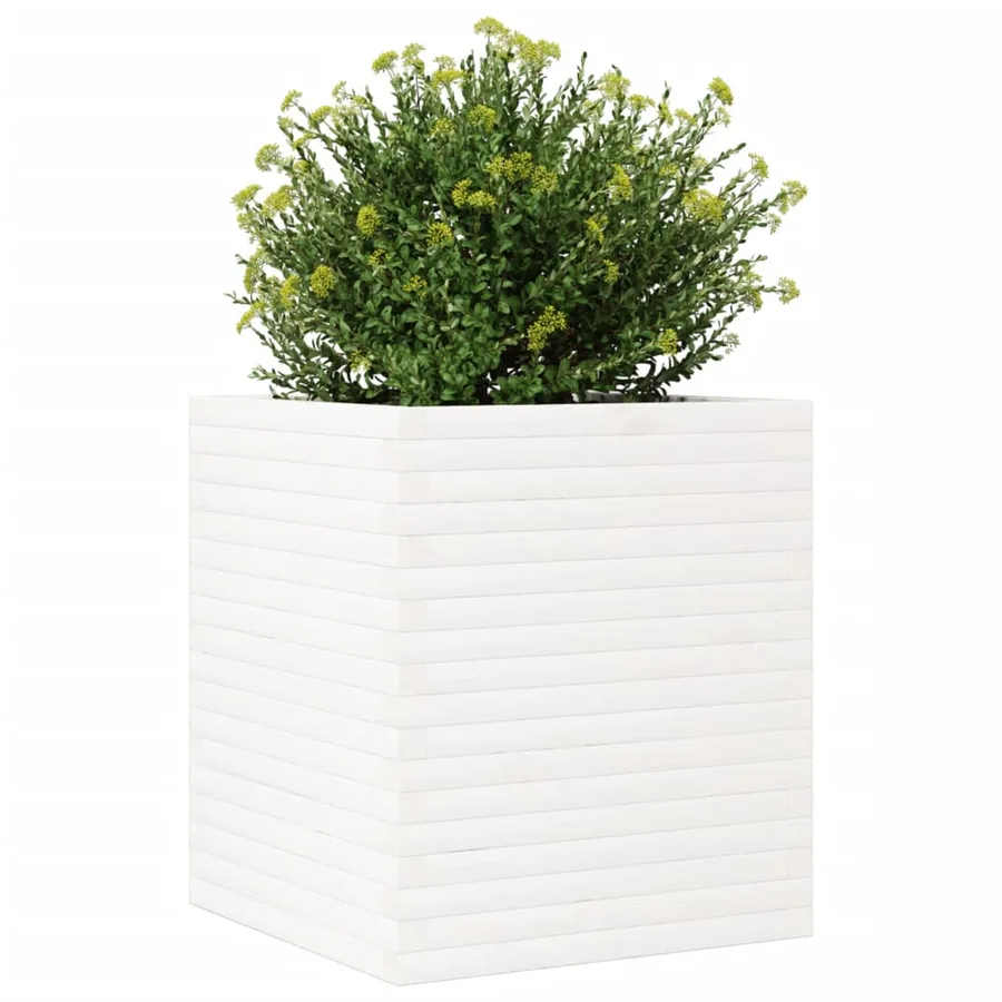 Jardinière blanc 60x60x68,5 cm bois de pin massif - 4