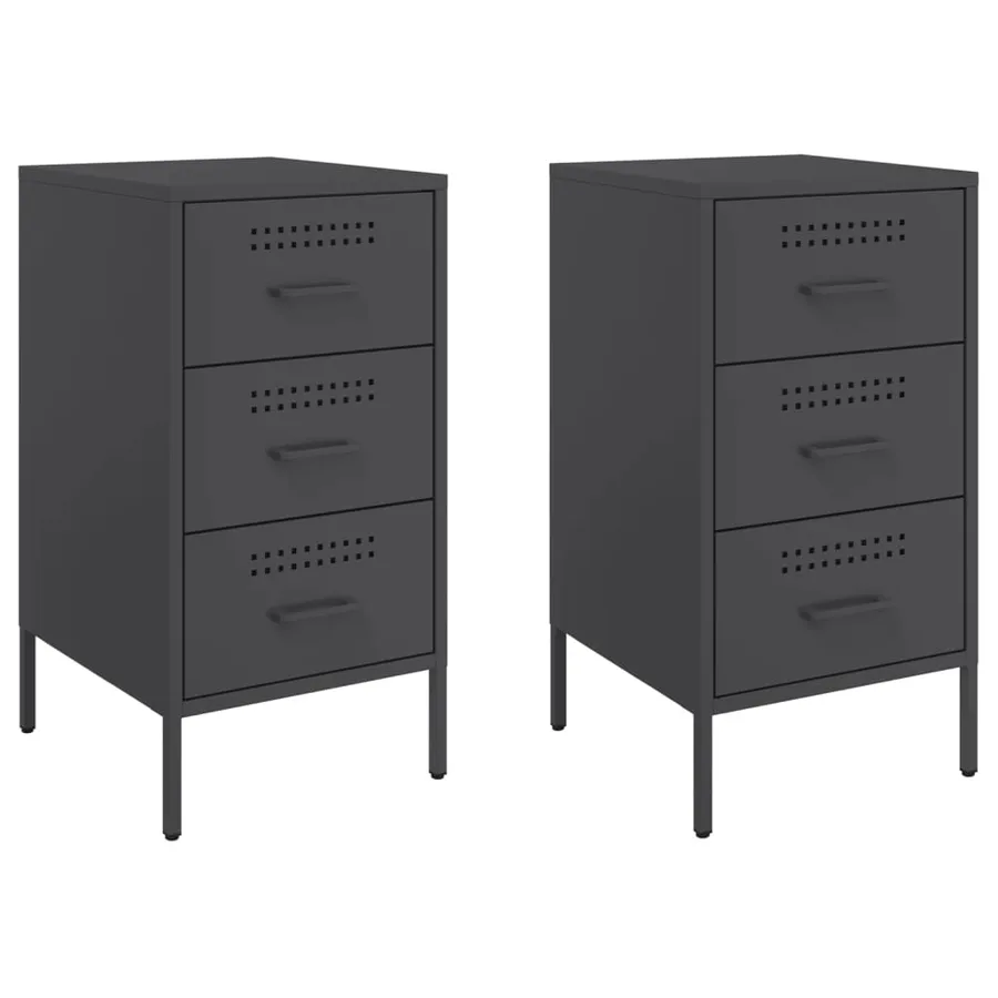 Tables de chevet 2 pcs noir 36x39x68 cm acier - 2