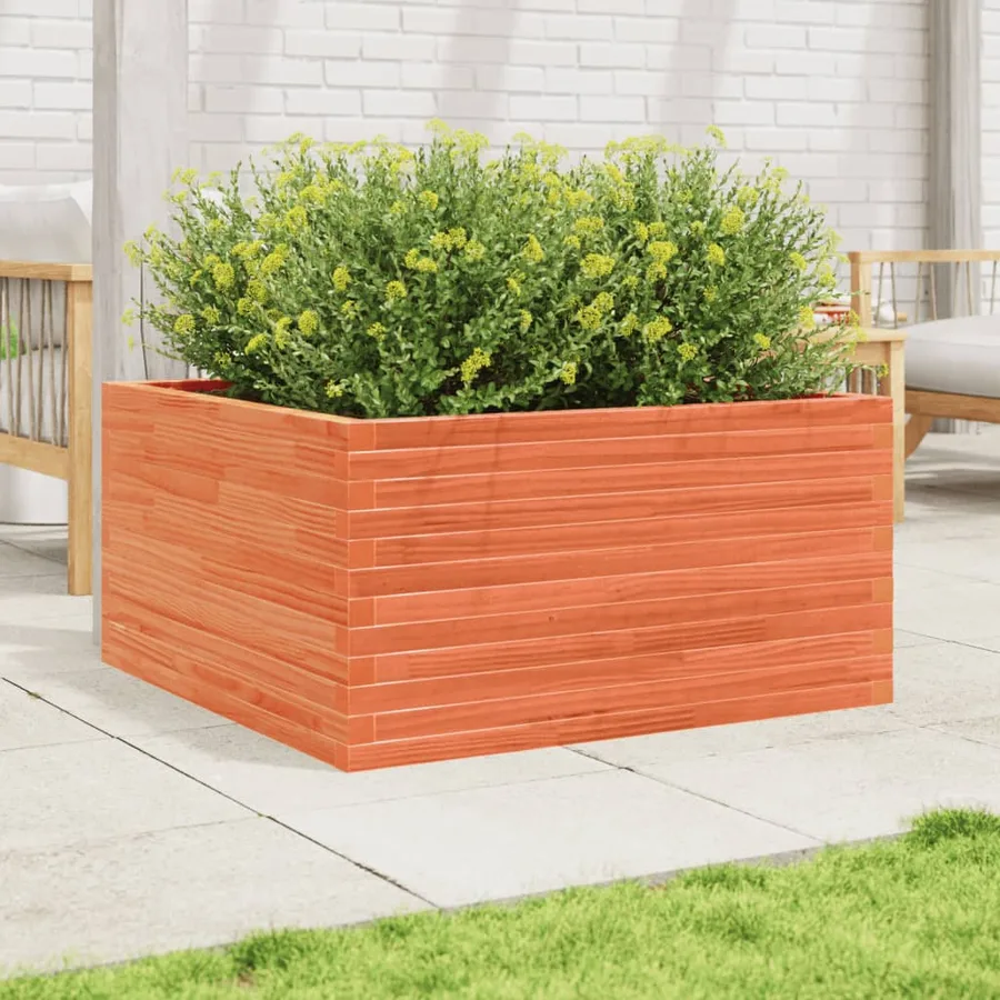 Jardinière cire marron 90x90x46 cm bois de pin massif - 3