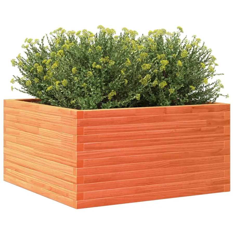 Jardinière cire marron 90x90x46 cm bois de pin massif - 4