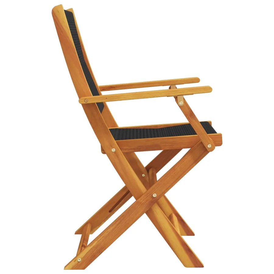 Chaises de jardin pliantes lot de 8 noir bois d'acacia massif - 5