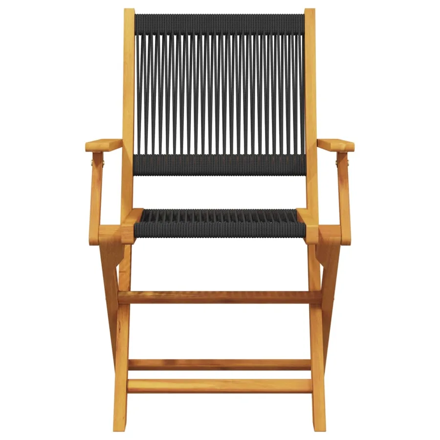 Chaises de jardin pliantes lot de 4 noir bois d'acacia massif - 4