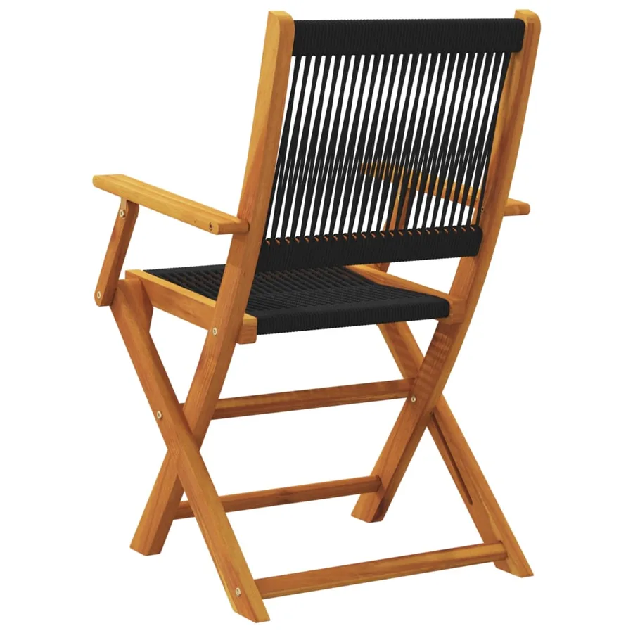 Chaises de jardin pliantes lot de 4 noir bois d'acacia massif - 6