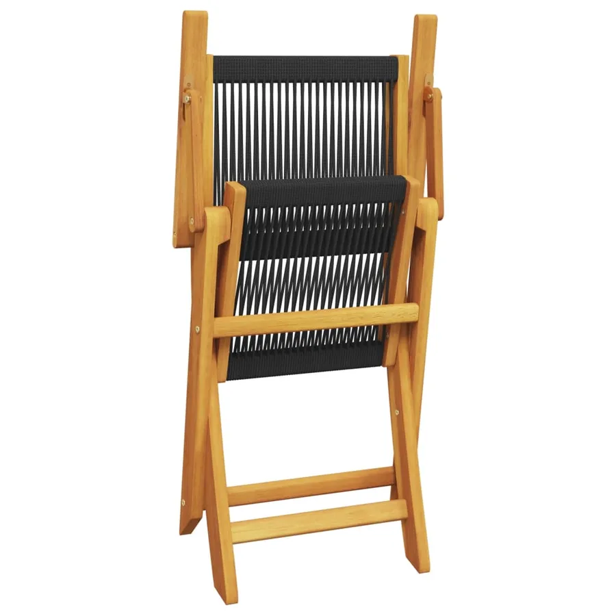 Chaises de jardin pliantes lot de 4 noir bois d'acacia massif - 7