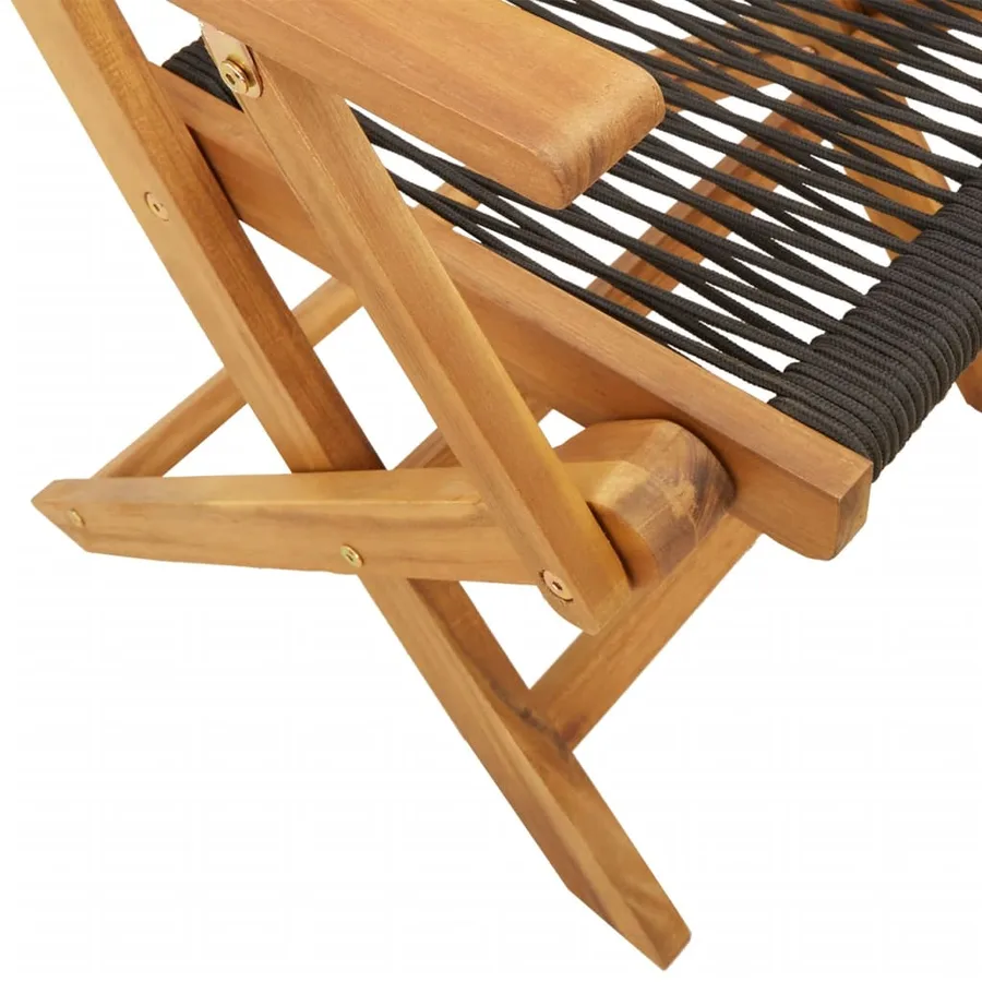 Chaises de jardin pliantes lot de 4 noir bois d'acacia massif - 8