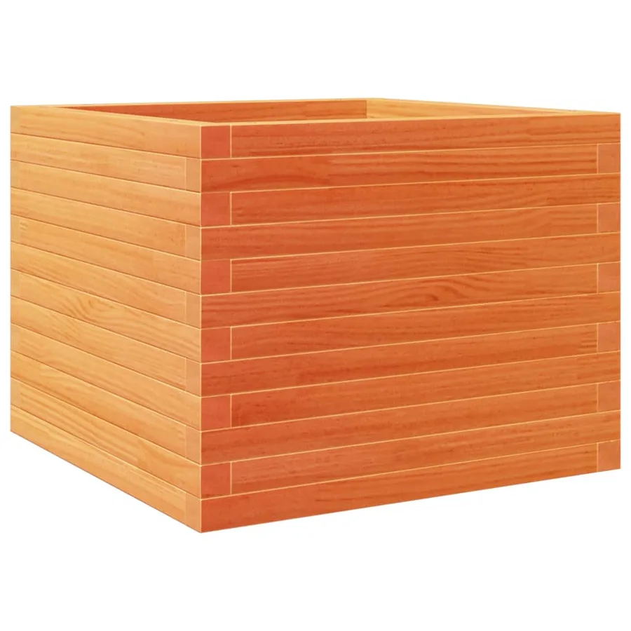 Jardinière cire marron 60x60x46 cm bois de pin massif - 7